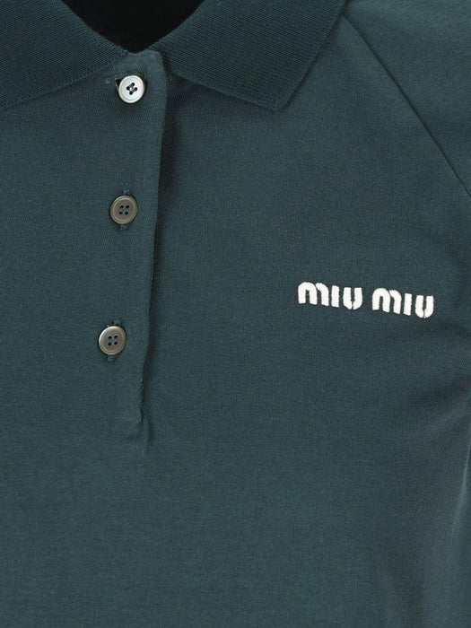 Bottle Green Cotton Polo Shirt MJNA19 S OOO 182DF0R3V MIU MIU 