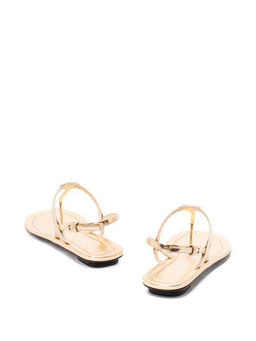 Prada Silver Calf Leather Bos Taurus Flat Sandals 1Y395O F 005 3AU1F0522 PRADA 