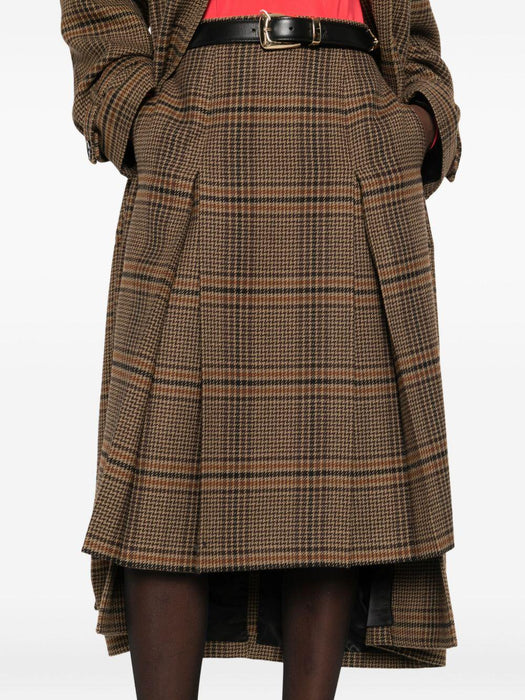 pleated check midi skirt<BR/><BR/><BR/><BR/><BR/> 831068 Y9I702849 SAINT LAURENT 