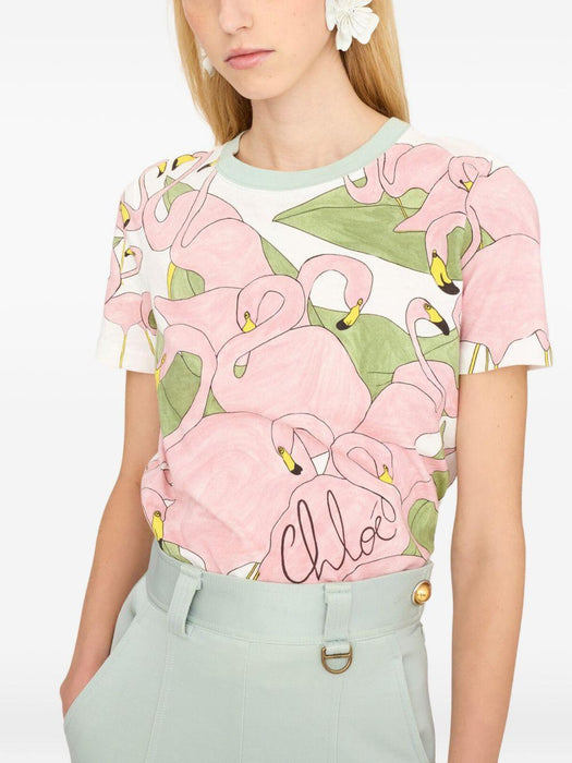 flamingo print t-shirt 26UJH08287 107 CHLOÉ 
