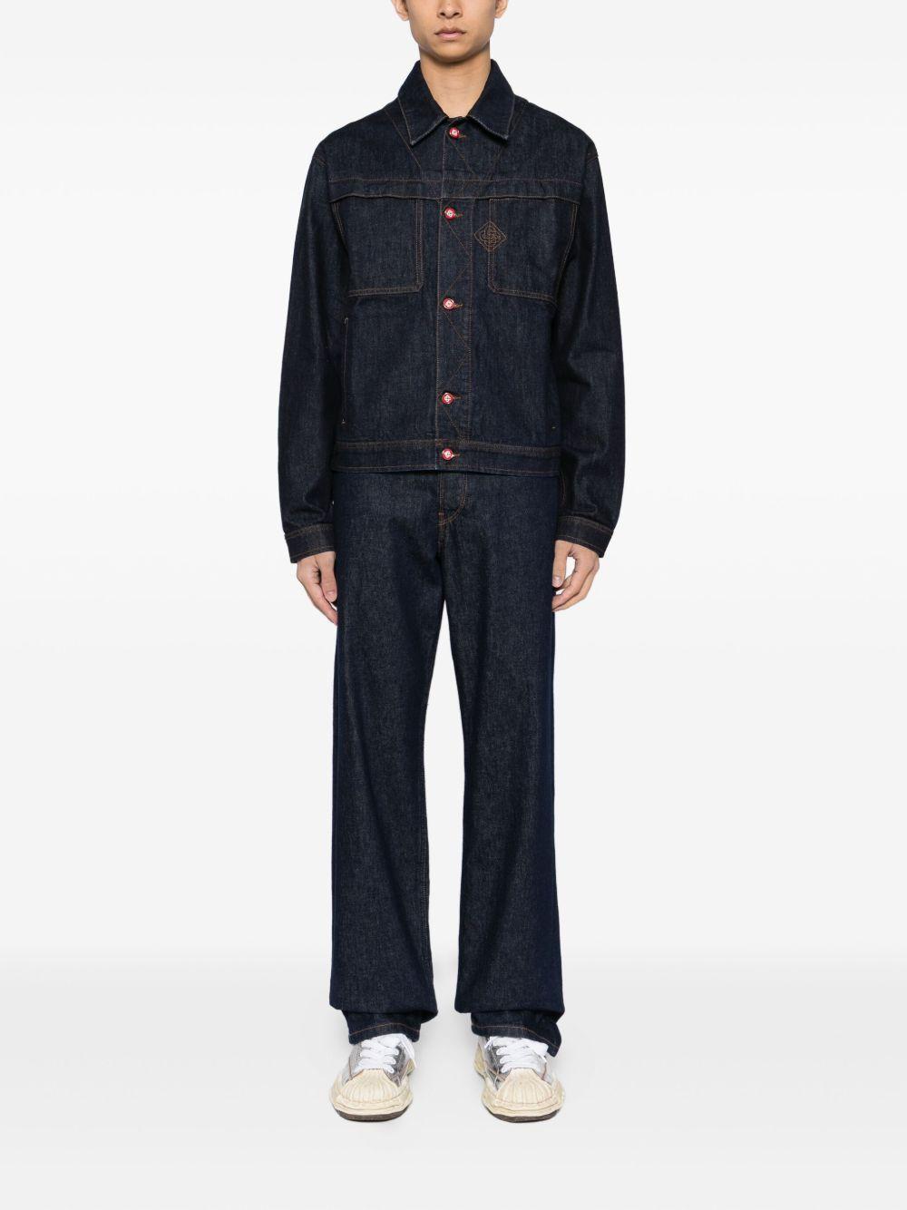 embroidered logo denim jacket<BR/><BR/> MPF25-JK-401-01 INDIGO CASABLANCA 