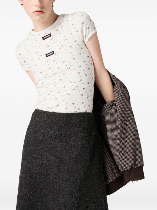 floral-pattern logo-label tank top MJT727 S OOO 18ZUF0O7V MIU MIU 