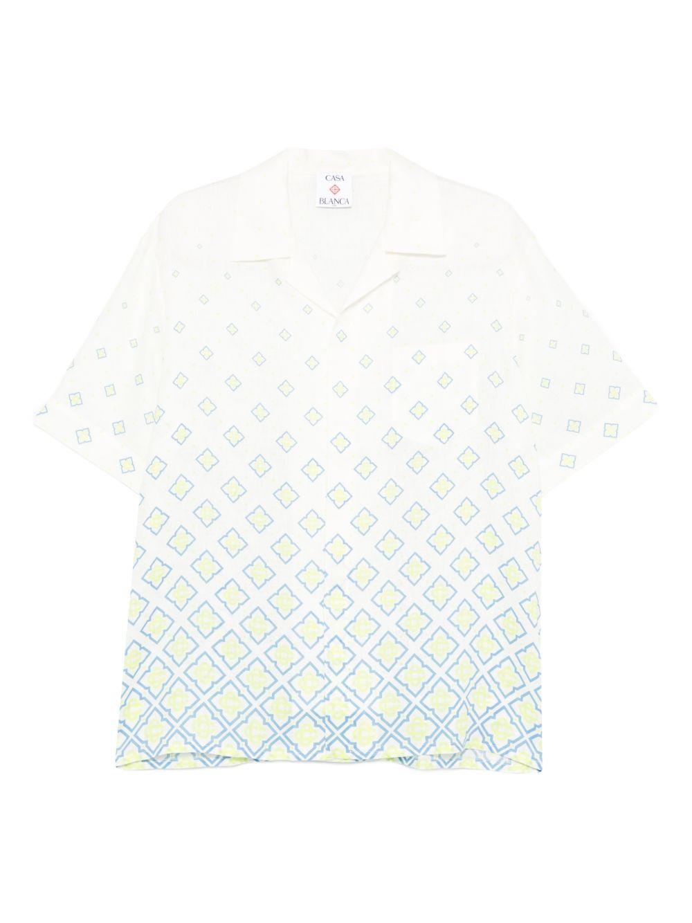 Degrade Monogram Short Sleeve Linen Shirt M-SP26-SH-003-11 DEGRADE MONOGRAM CASABLANCA 