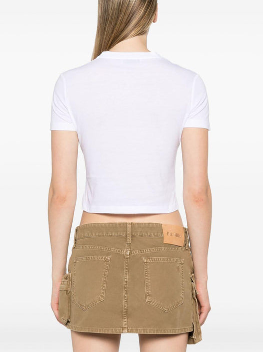 logo-patch cropped T-shirt MJN483 S 232 1YXTF0009 MIU MIU 