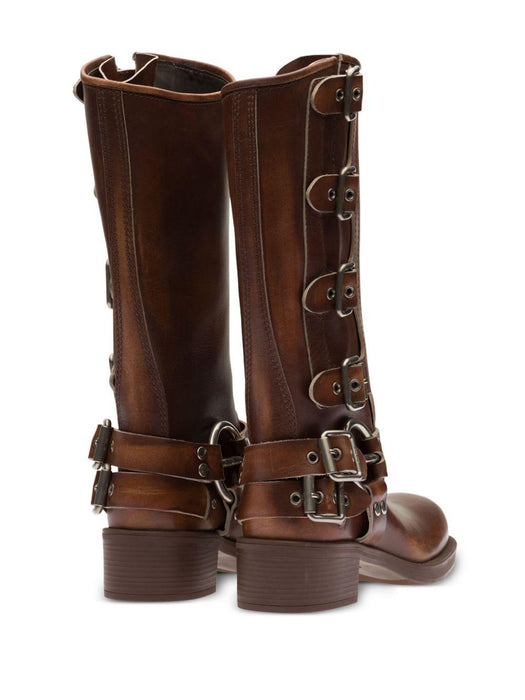 buckle-detail leather boots 5W792D F A050 3F33F0038 MIU MIU 