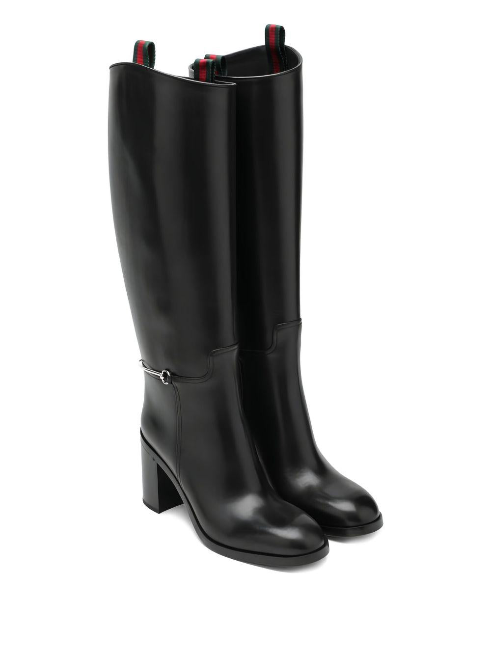 85mm Horsebit-detail leather boots 836109 AAD3I1000 GUCCI 