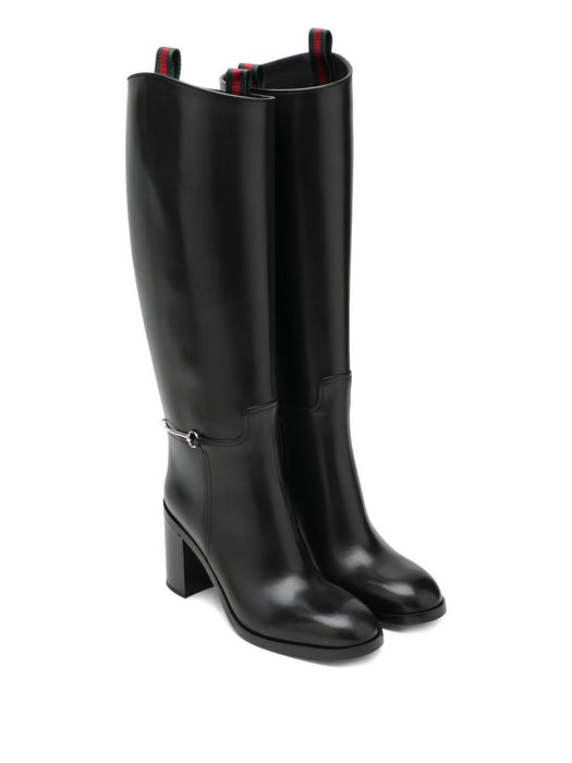 85mm Horsebit-detail leather boots 836109 AAD3I1000 GUCCI 