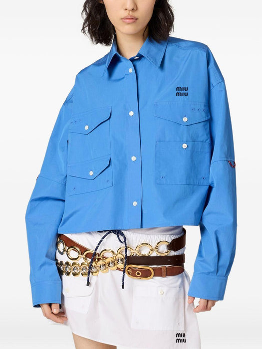 logo-embroidered front-pockets shirt MK2025 S OOO 10RGF0237 MIU MIU 