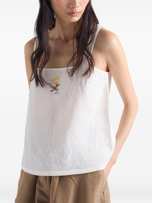 Embroidered linen Top P913OR S OOO 122GF0009 PRADA 