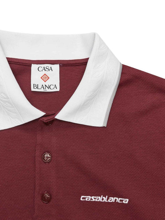 Red Embossed Laurel Polo M-SP26-JTP-243-02 BURGUNDY CASABLANCA 