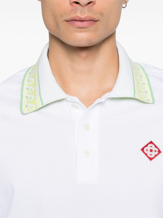 Laurel trim-collar polo shirt M-SP26-JTP-250-01 WHITE CASABLANCA 