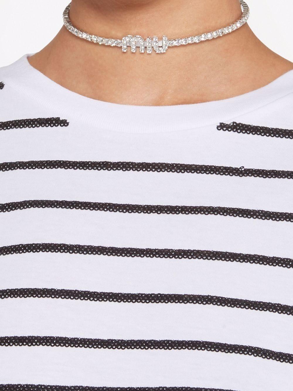 crystal-embellished logo necklace 5JC871 2DNCF0OKL MIU MIU 