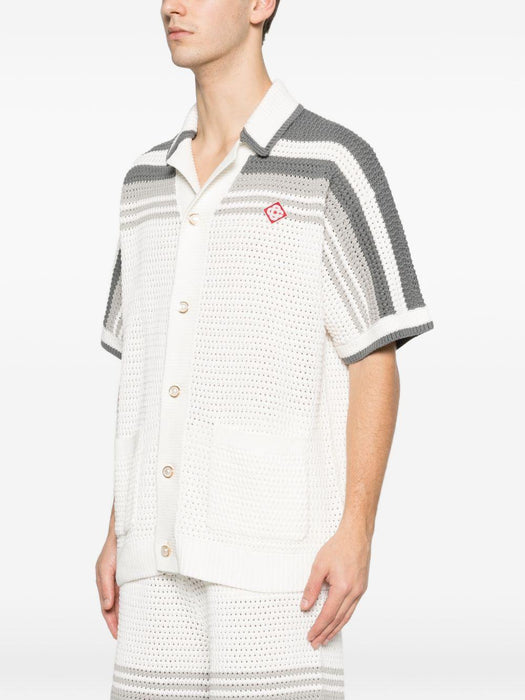 striped crochet shirt M-SP26-KW-933-01 WHITE/GREY CASABLANCA 