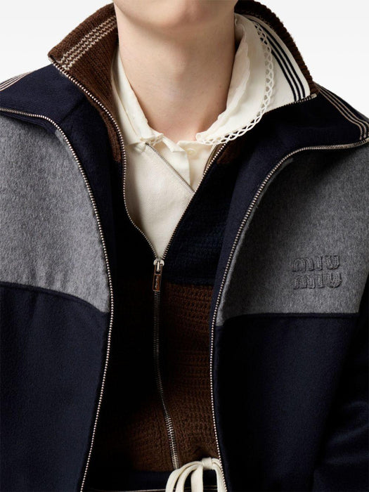 ribbed trim zippered polo shirt MJNA03 S OOO 18ZWF0009 MIU MIU 