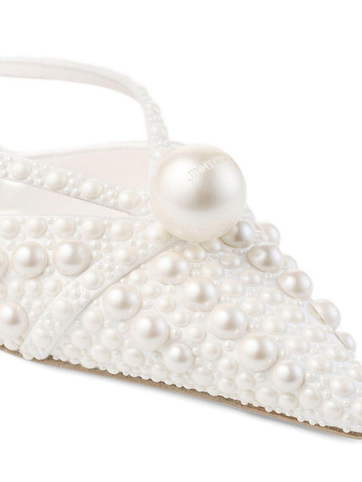 50mm Sana pearl-embellished pointed-toe mules SANA MULE 50 WOZ WHITE/WHITE JIMMY CHOO 