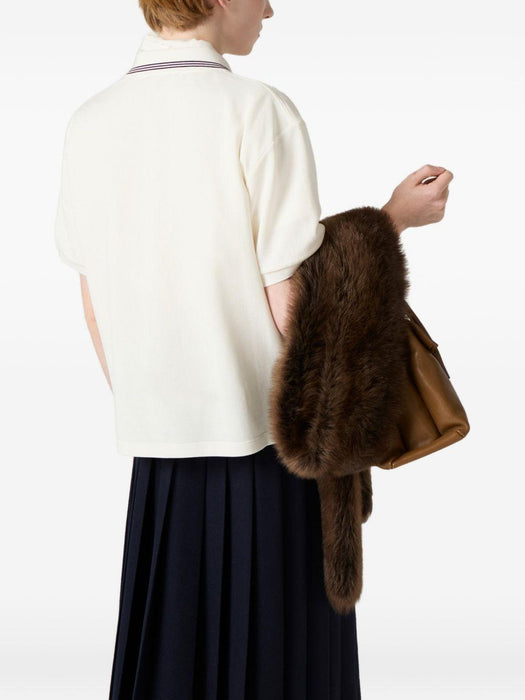 ribbed trim zippered polo shirt MJNA03 S OOO 18ZWF0009 MIU MIU 