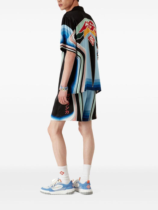 Graphic Mountain silk shorts MPF25-TR-012-05 GRAPHIC MOUNTAIN CASABLANCA 