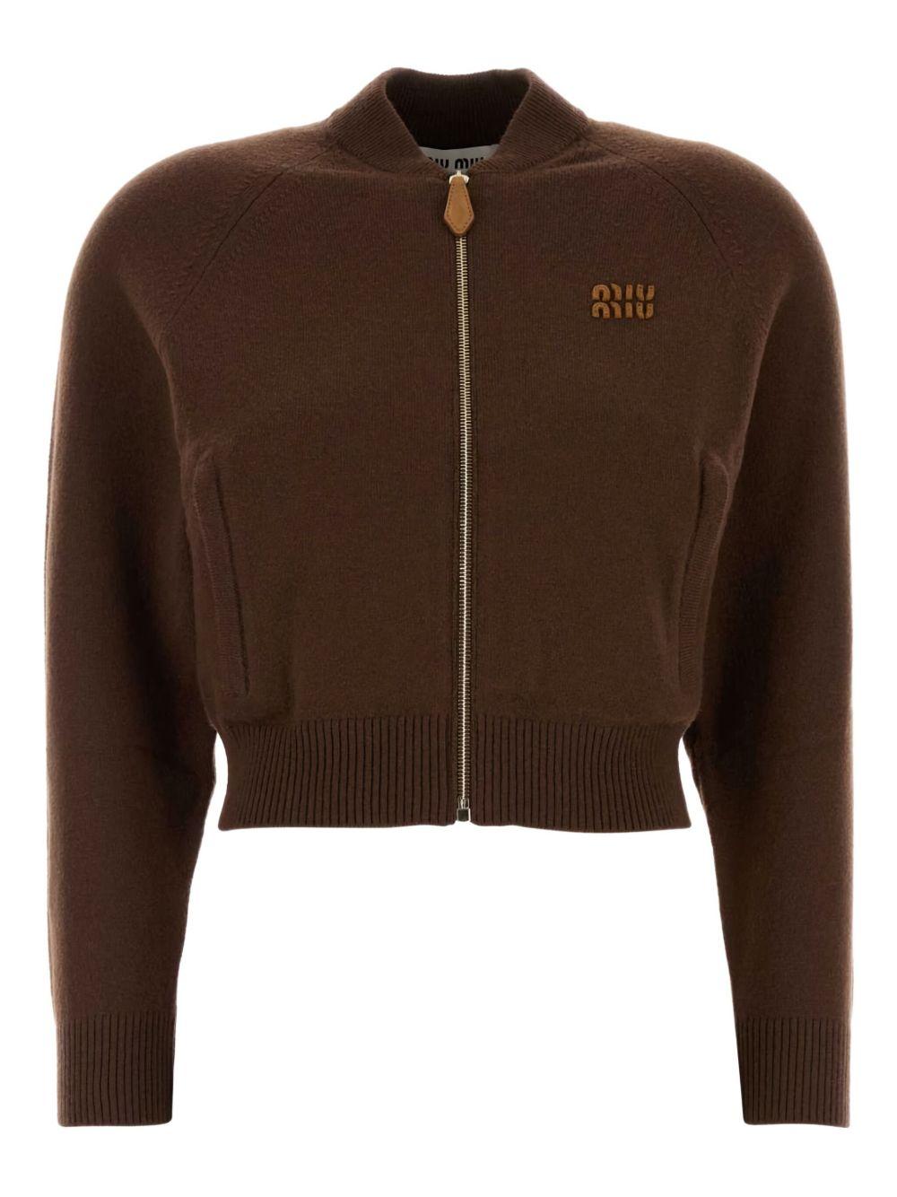 zip-up cropped cardigan MMF887 S OOO 175QF0324 MIU MIU 