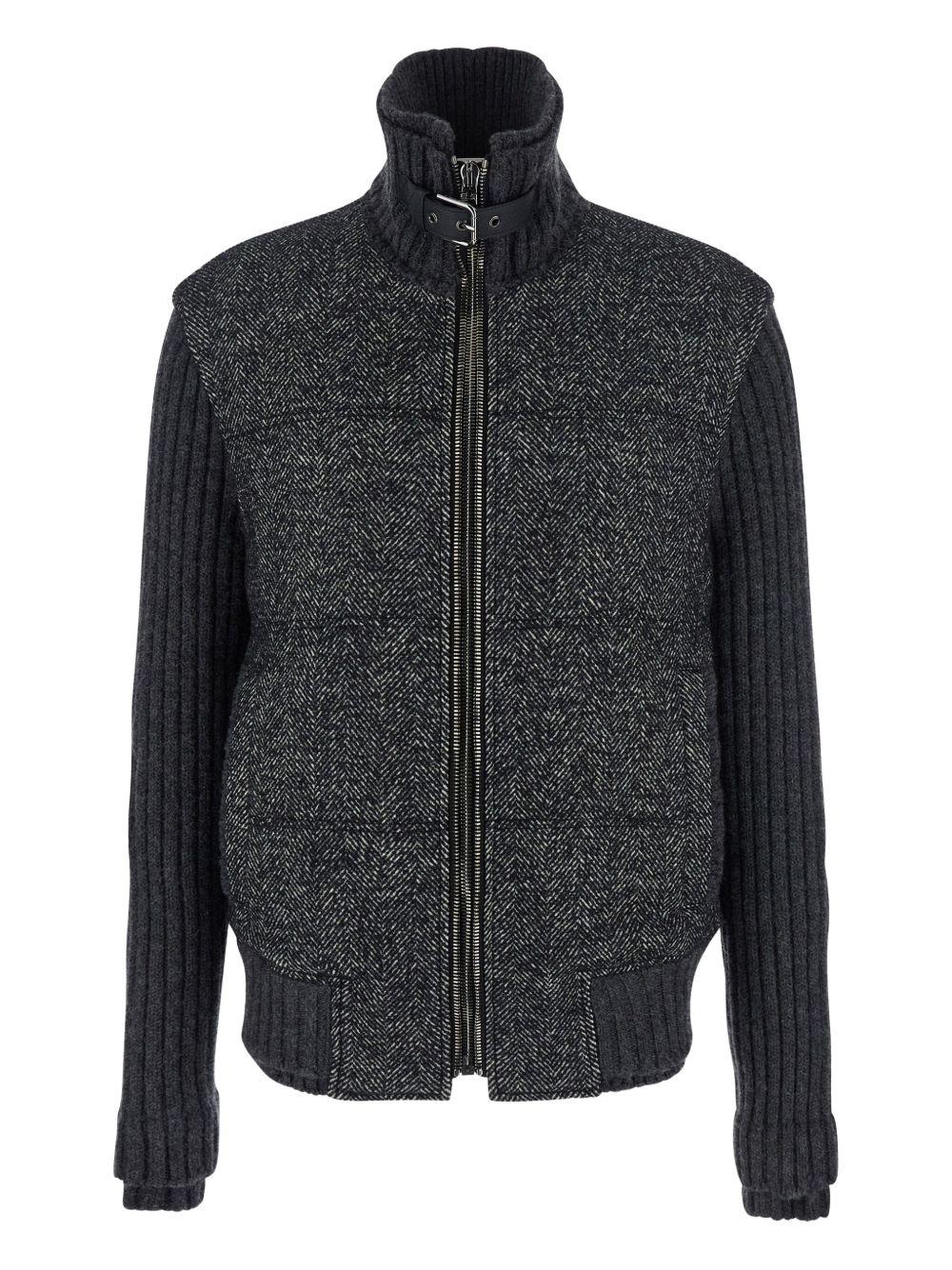 herringbone-pattern ribbed-knit bomber jacket G9BVST GJ846N0352 DOLCE & GABBANA 