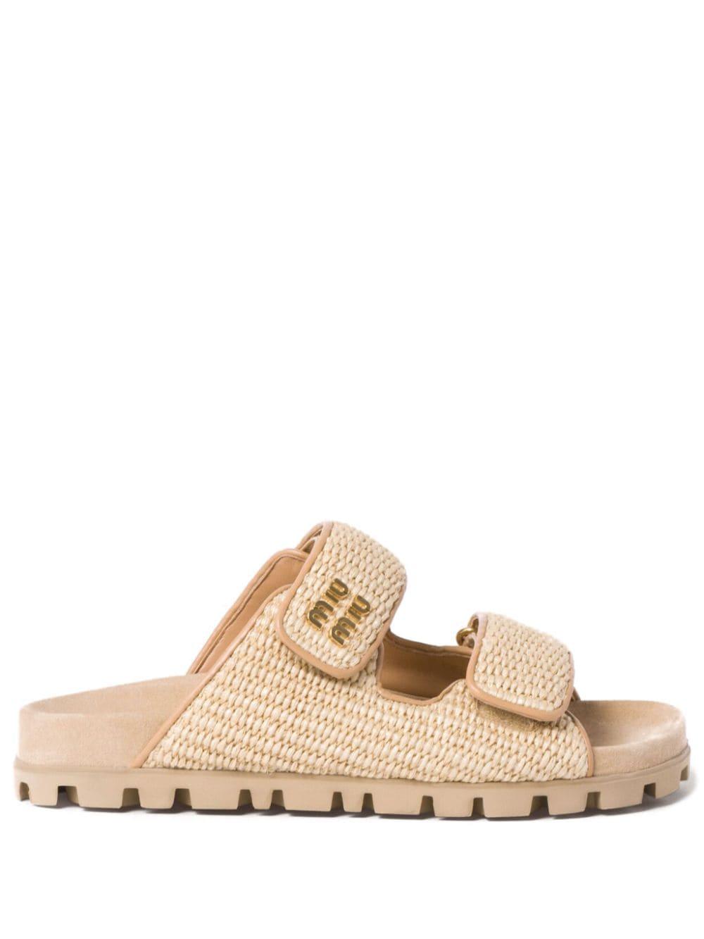 touch-strap raffia sandals 5XX636 F 010 3LORF0018 MIU MIU 