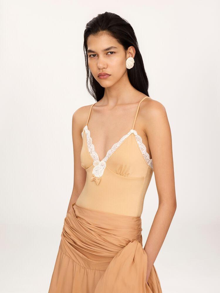 Lace-trimmed ruched bodysuit 26UBD34989 277 CHLOÉ 