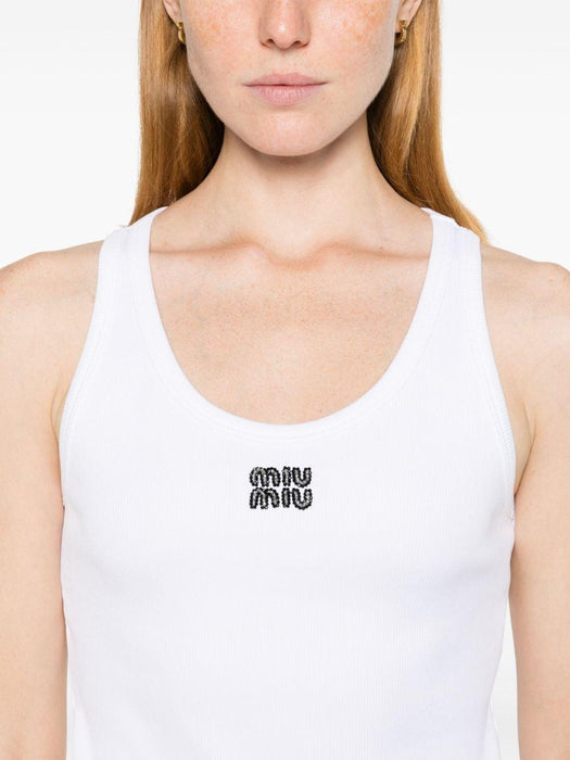 beaded-logo tank top MJT682 S OOO 15NLF0009 MIU MIU 