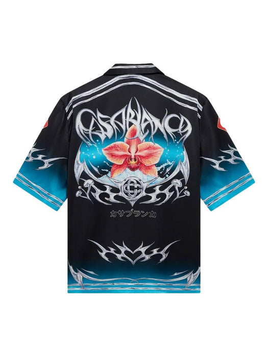 Blades Short Sleeve Silk Satin Shirt M-AW25-SH-003-03 BLADES CASABLANCA 