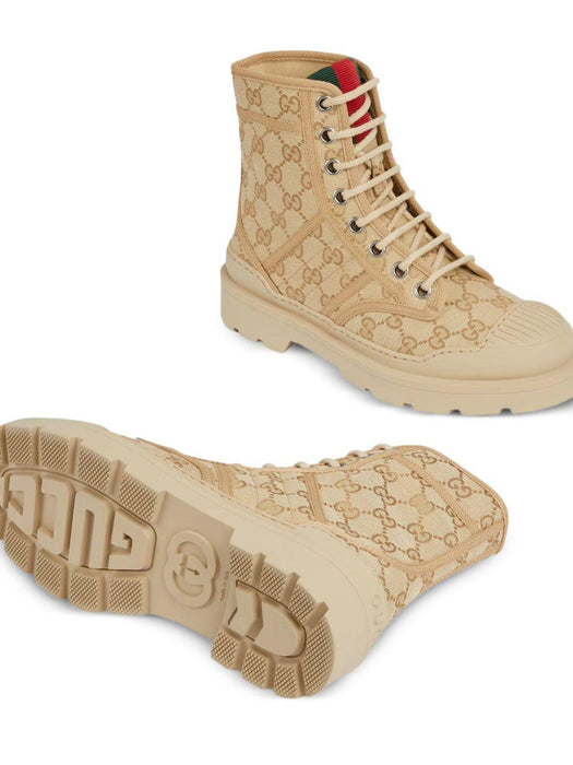 Web logo-pattern lace-up boots 847696 FAD2I9641 GUCCI 