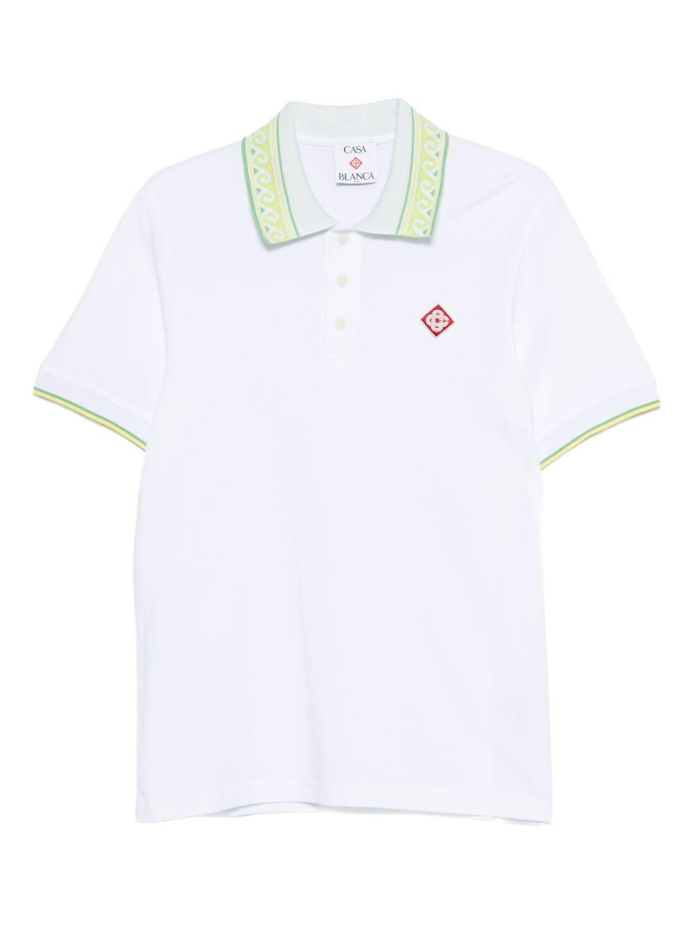 Laurel trim-collar polo shirt M-SP26-JTP-250-01 WHITE CASABLANCA 