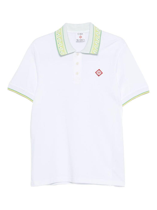 Laurel trim-collar polo shirt M-SP26-JTP-250-01 WHITE CASABLANCA 