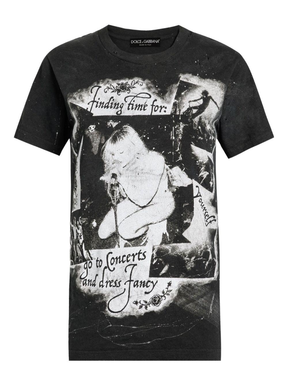 graphic-print distressed T-shirt F8V90T GDDH4S9000 DOLCE & GABBANA 