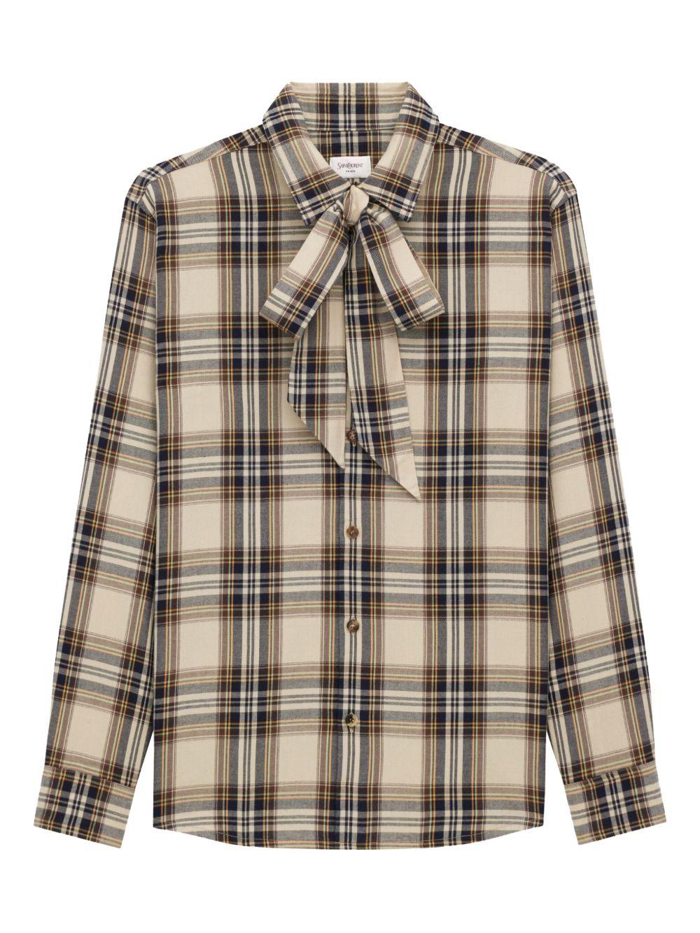 bow-tie checked shirt<BR/><BR/> 838890 Y31VA7300 SAINT LAURENT 