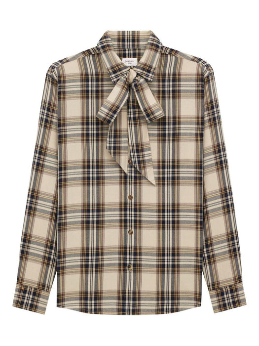bow-tie checked shirt<BR/><BR/> 838890 Y31VA7300 SAINT LAURENT 