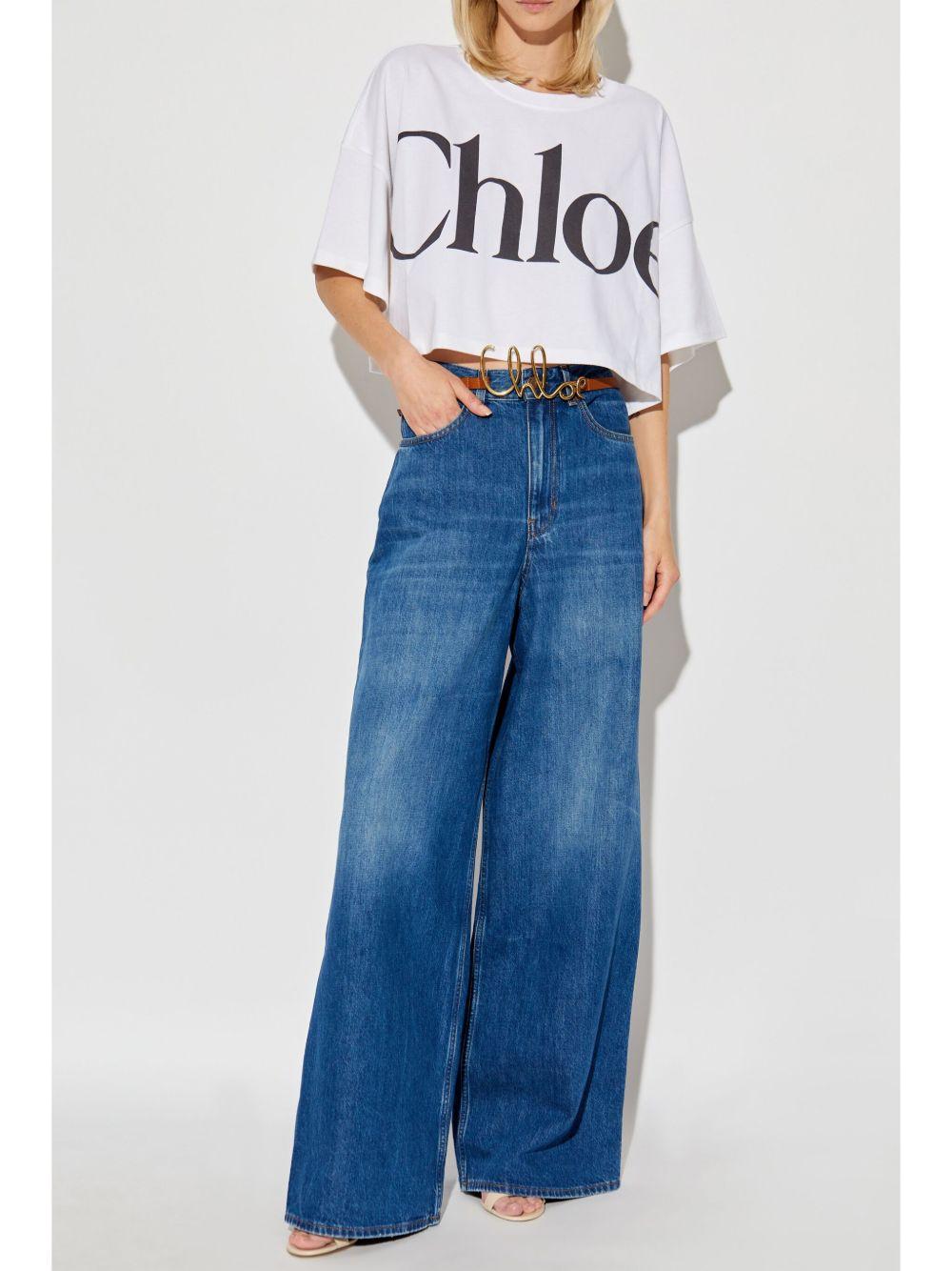 logo-print crop top 24AJH09183 101 CHLOÉ 