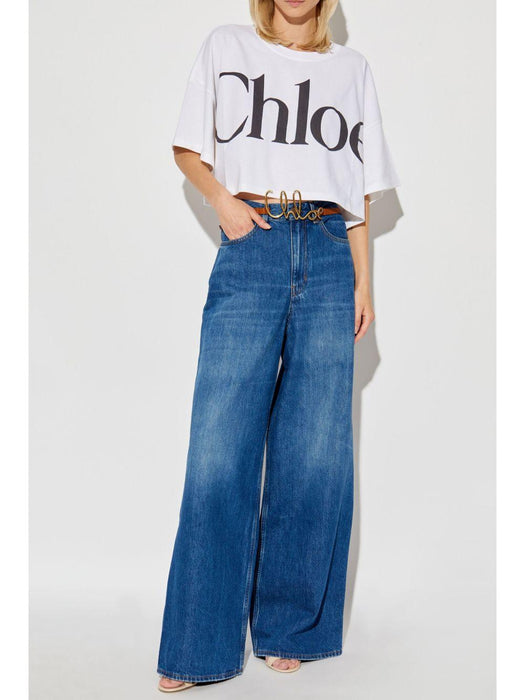 logo-print crop top 24AJH09183 101 CHLOÉ 