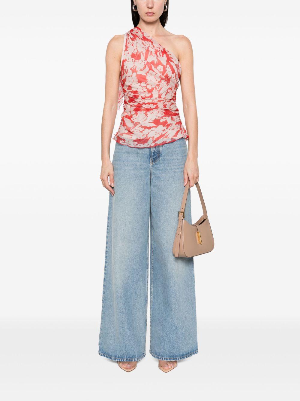 floral-print one-shoulder top 1225WTP006508B CHILLI / BLUSH 9360 VICTORIA BECKHAM 