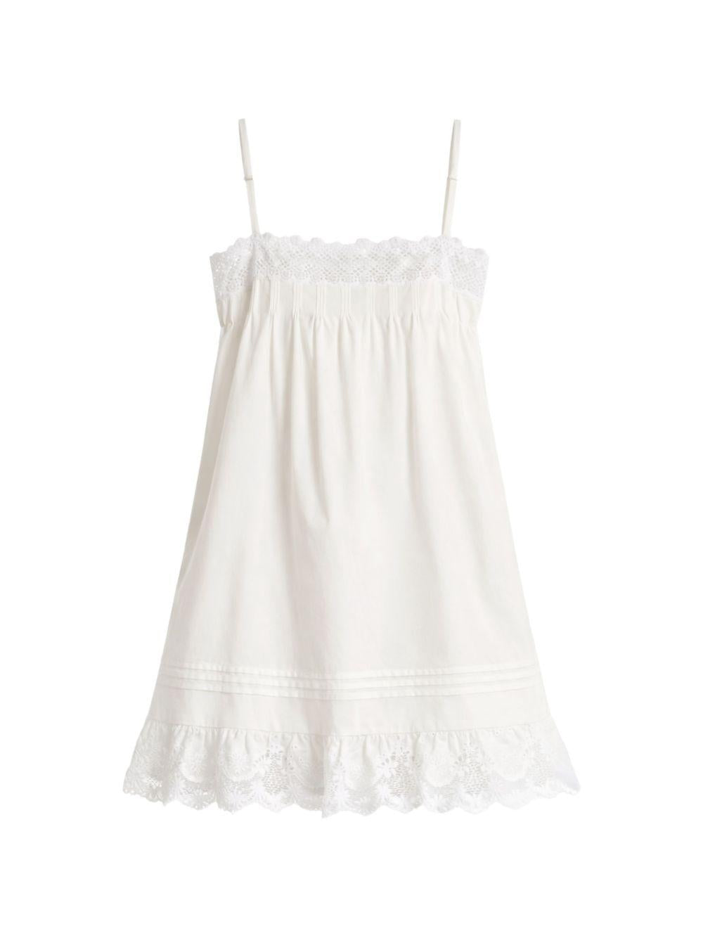 A-line dress in embroidered cotton poplin 839481 Y7K369601 SAINT LAURENT 