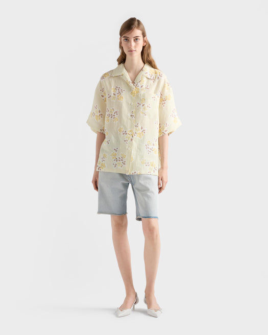 Floral print old linen shirt P447J S OOO 19ZIF0032 PRADA 