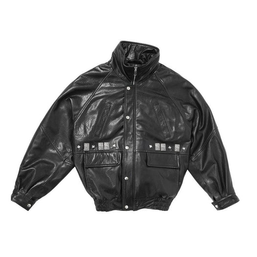 PRINCE PHILLIP'S CHILDHOOD STUDDED LEATHER JACKET 03-0593 BLACK ENFANTS RICHES DÉPRIMÉS 