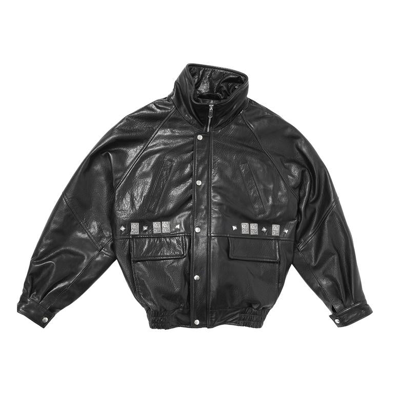 PRINCE PHILLIP'S CHILDHOOD STUDDED LEATHER JACKET 03-0593 BLACK ENFANTS RICHES DÉPRIMÉS 