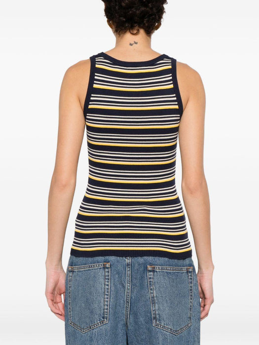 Blue Striped Cotton Tank Top MMV341 S OOO 1848F0008 MIU MIU 