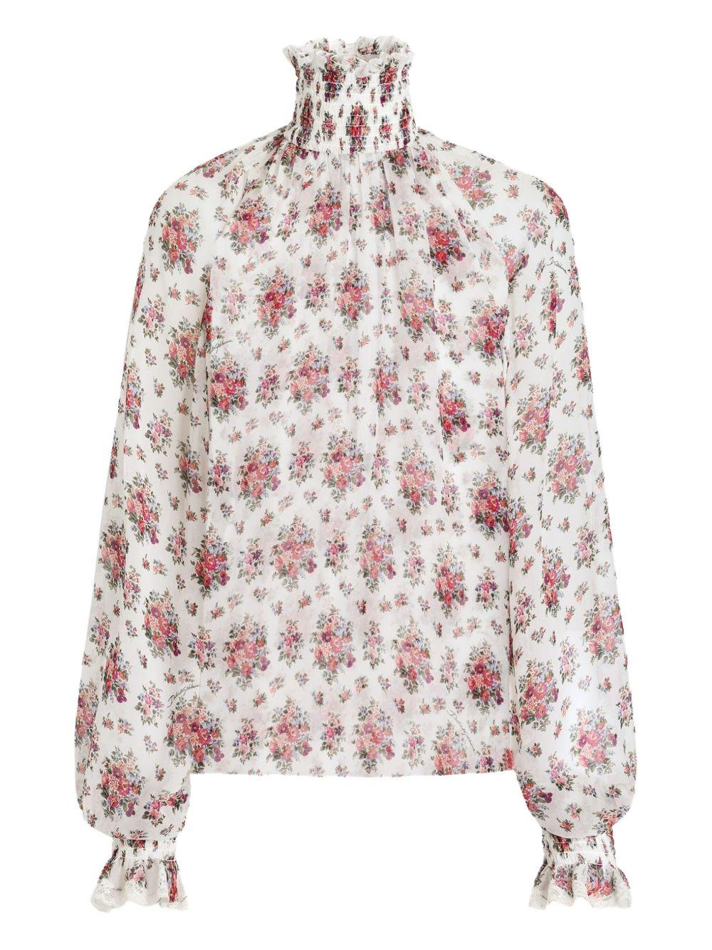 floral-print lace-trim blouse F7BK3T IS10FHA5XK DOLCE & GABBANA 