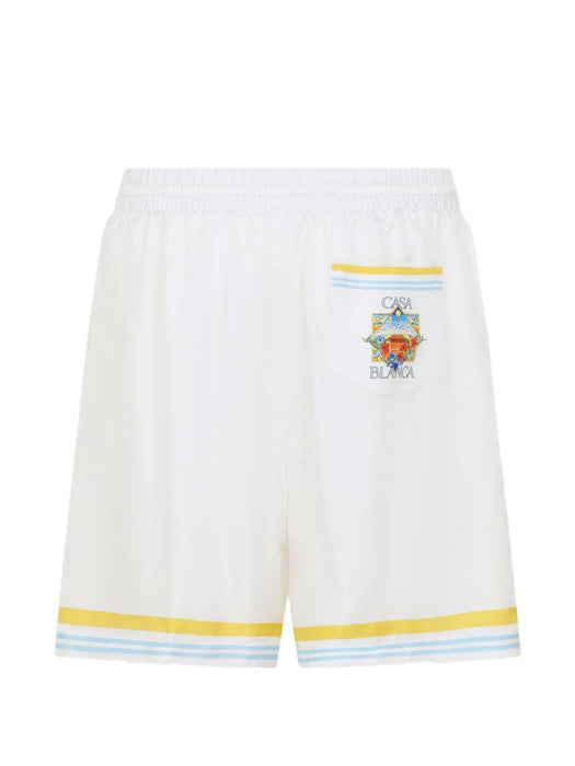 Tennis Landscape Silk Shorts M-SS26-TR-399-09 FLOWER COURT ICON CASABLANCA 