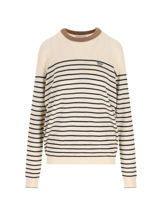 Wool And Cotton Blend Pullover With Jacquard Motif UMF262 S OOO 188YF0018 PRADA 