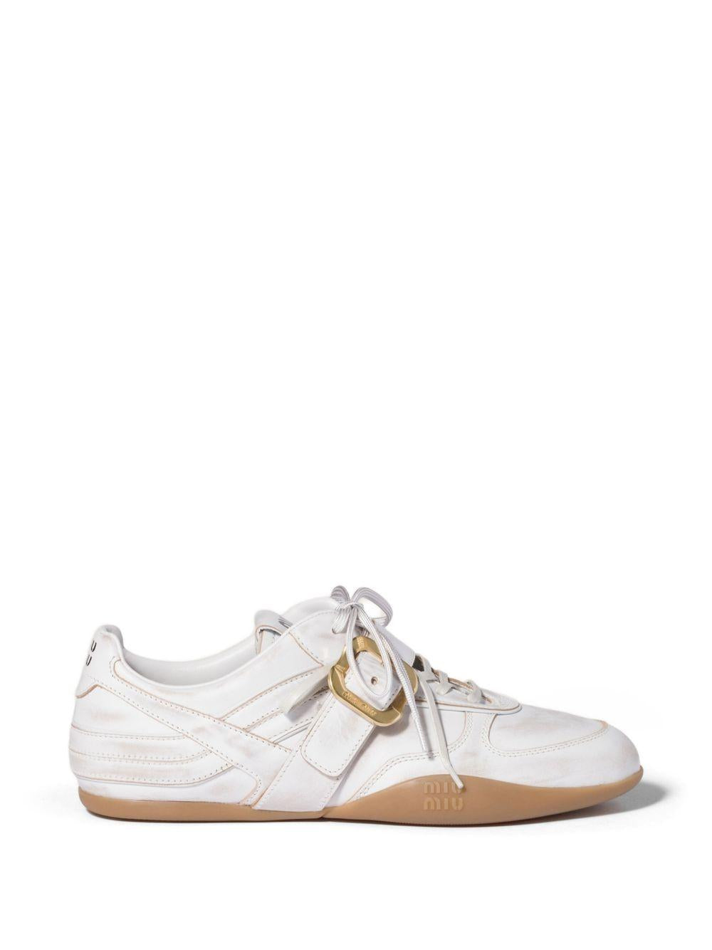 Gymnasium sneakers in antiqued leather 5E549E F A005 3F33F0009 MIU MIU 