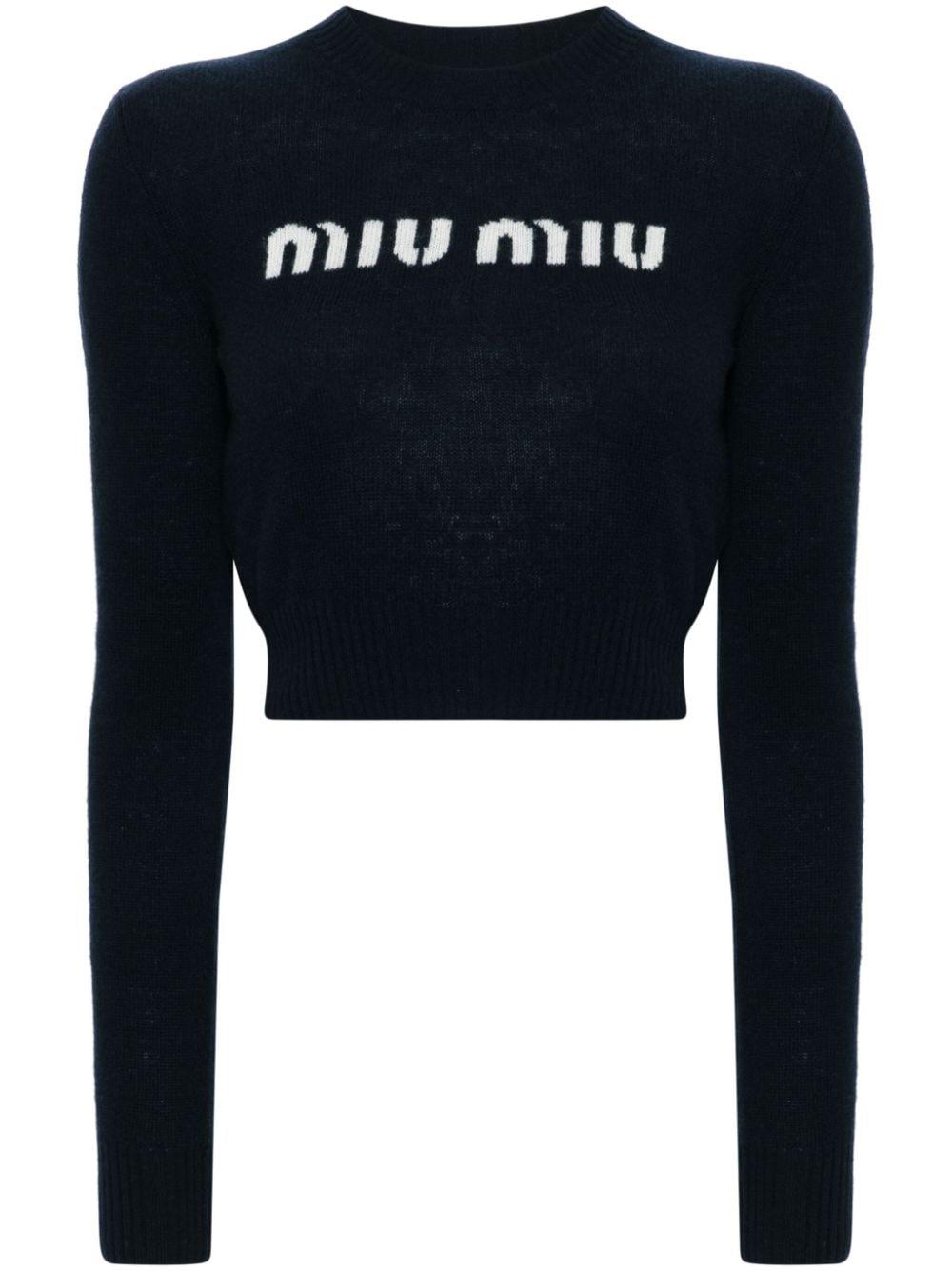 logo-intarsia cropped jumper MML809 S 232 13K1F0008 MIU MIU 