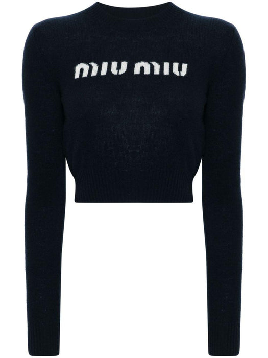 logo-intarsia cropped jumper MML809 S 232 13K1F0008 MIU MIU 