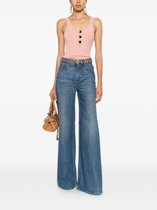 Fitted Henley tank top in cotton jersey 26UJH02089 81Q CHLOÉ 