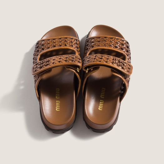 Woven leather sandals 5XX679 F 010 3ZN7F0046 MIU MIU 