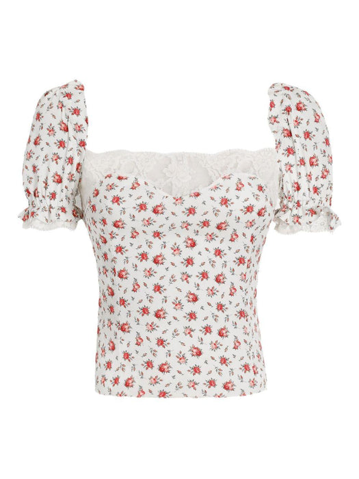 floral-print lace-trim top F7BK1T FSA79HA5XJ DOLCE & GABBANA 